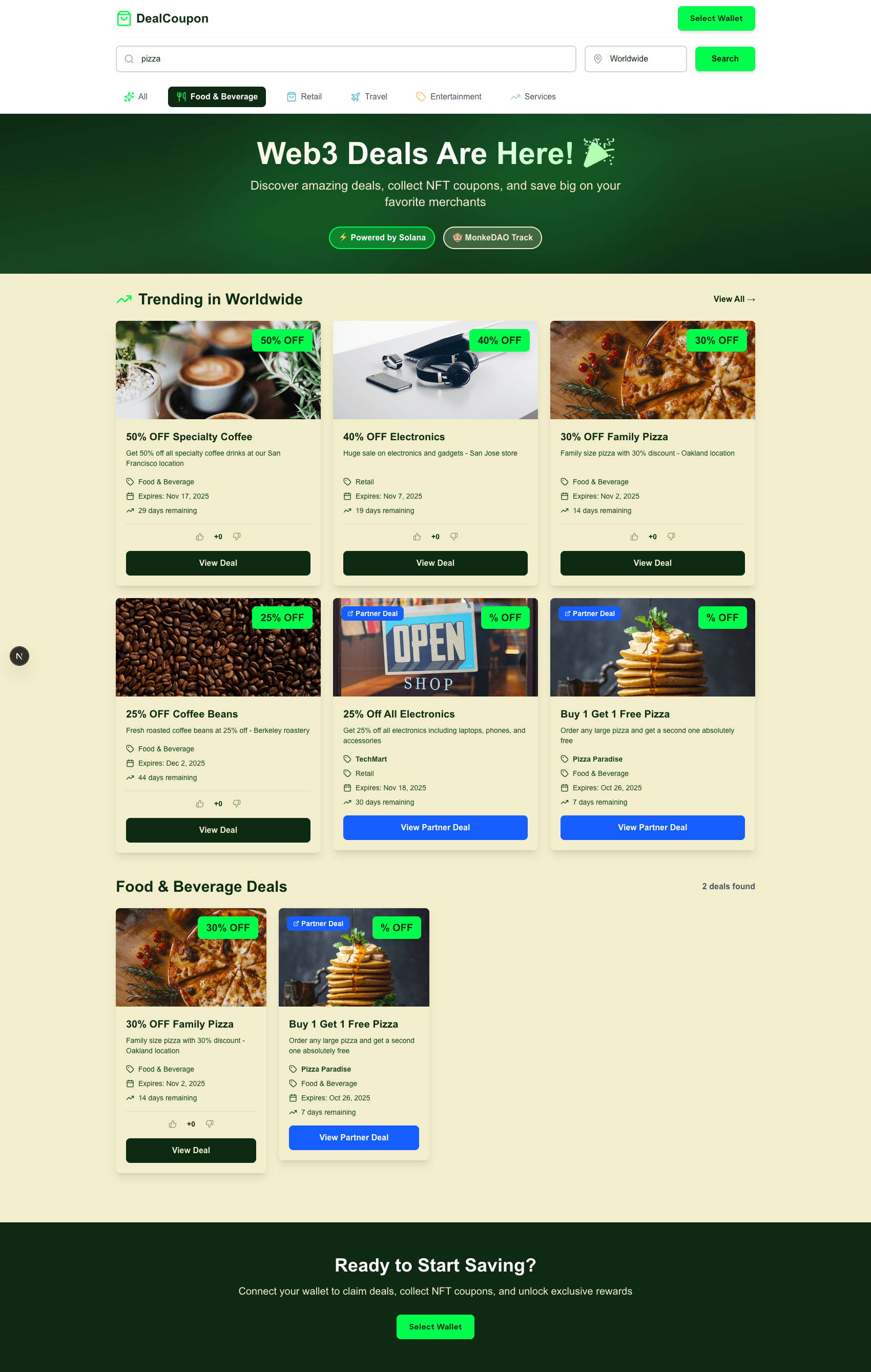Category Filter - Food, Travel, Entertainment