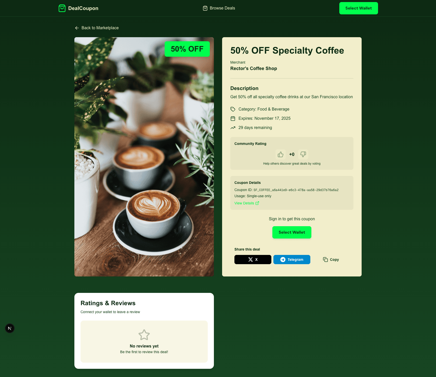 Deal Details - Reviews, voting, sharing