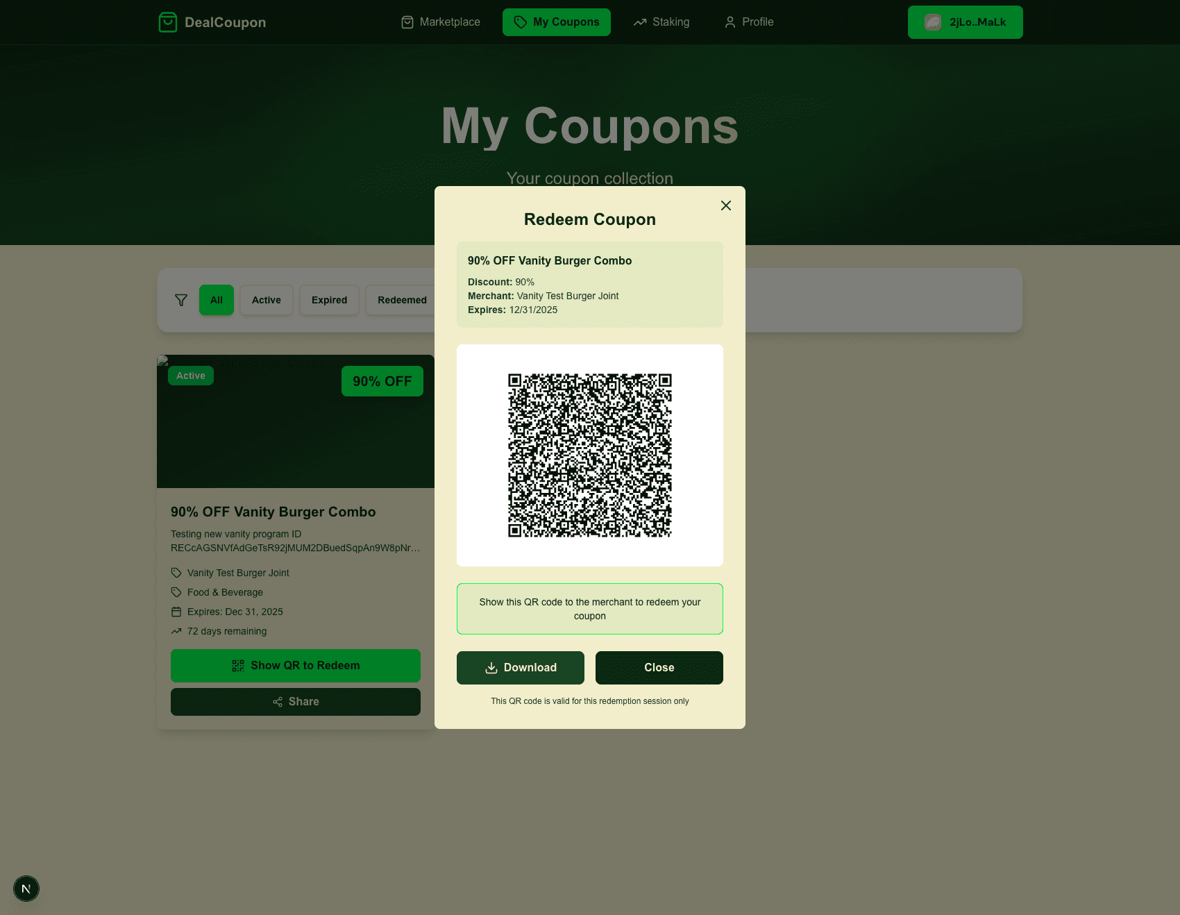 QR Code - Redemption with signature